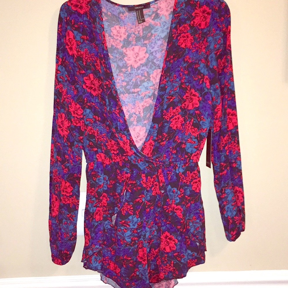 Forever 21 multi colored floral romper